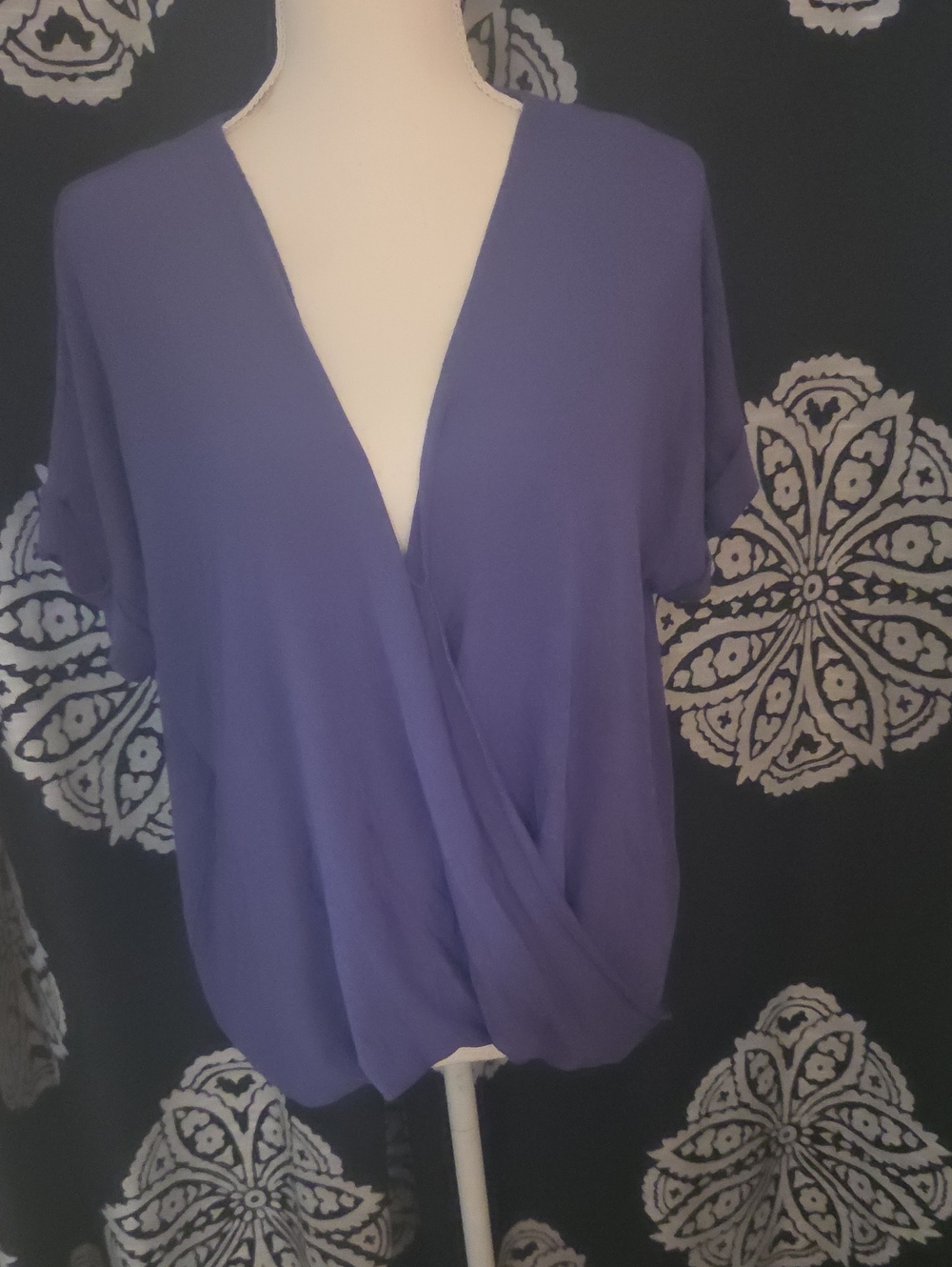 Double Zero Violet Surplice Wrap Front Top